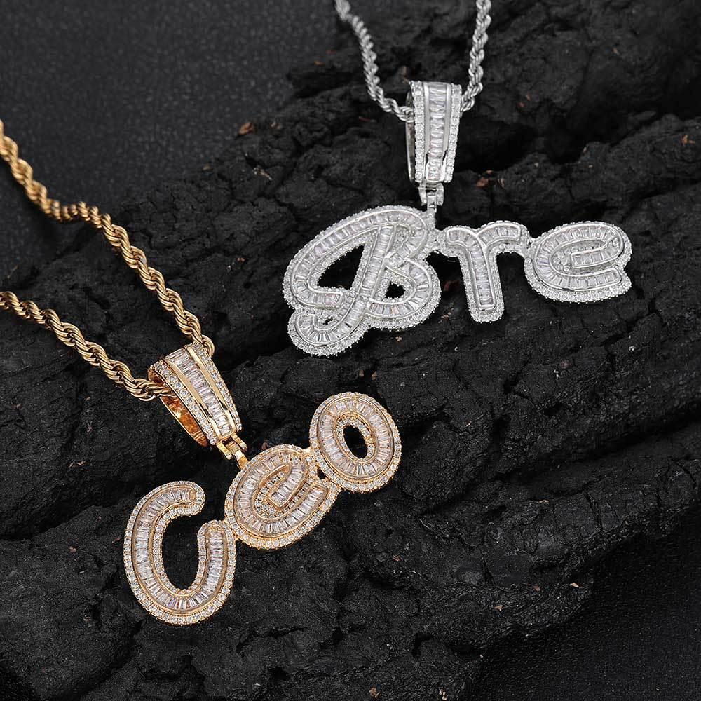 Custom Letter Pendant Necklace with Zircon Stones for Men and Women | Caratix Jewelry - CaratixJewelry